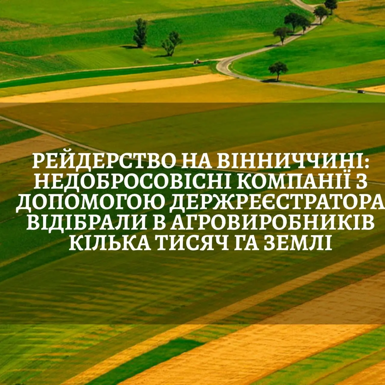 Рейдерство на Вінниччині: з допомогою держреєстратора в агровиробників відібрали кілька тисяч га землі 