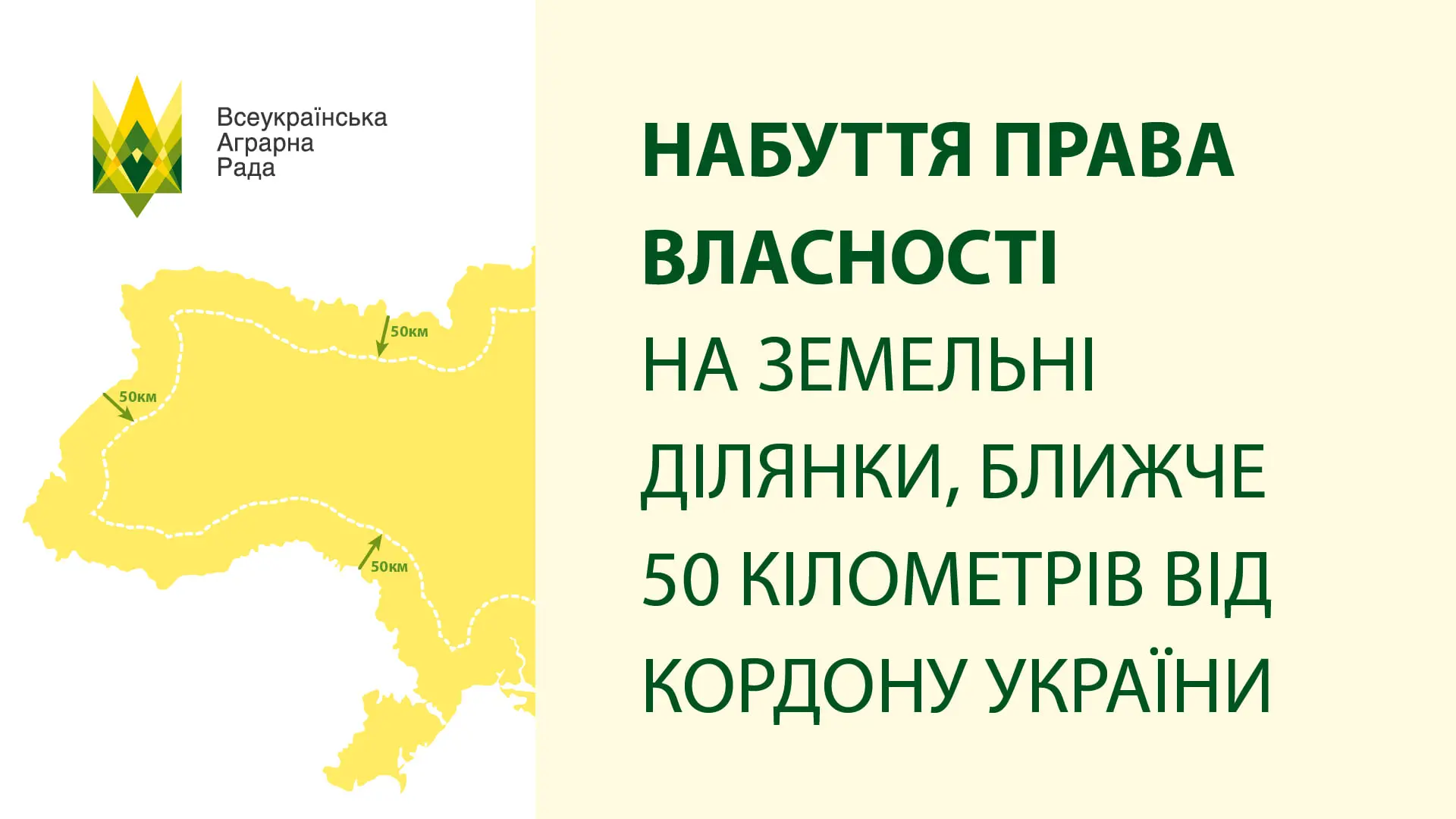 Набуття права власності на земельні ділянки, які розташовані ближче 50 кілометрів від державного кордону України