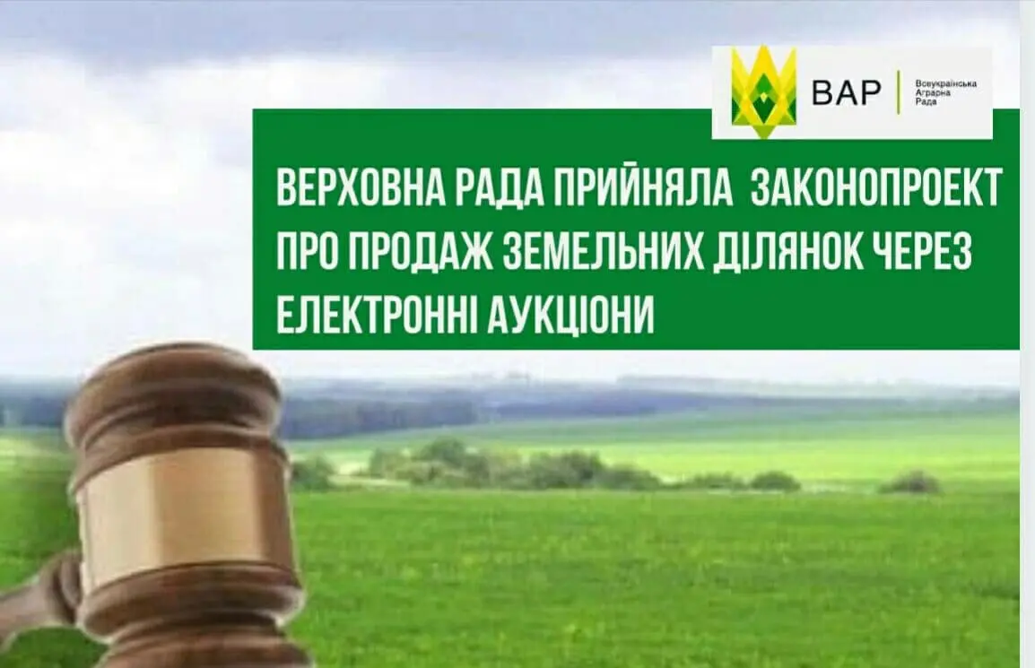 Верховна Рада прийняла законопроект про продаж земельних ділянок через електронні аукціони 