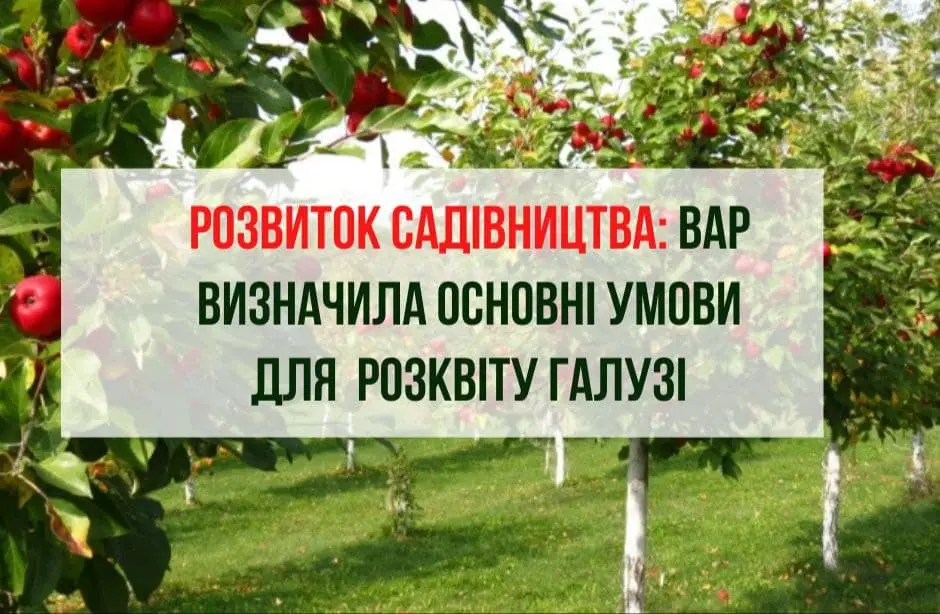 Розвиток садівництва: ВАР визначила основні умови для  розквіту галузі