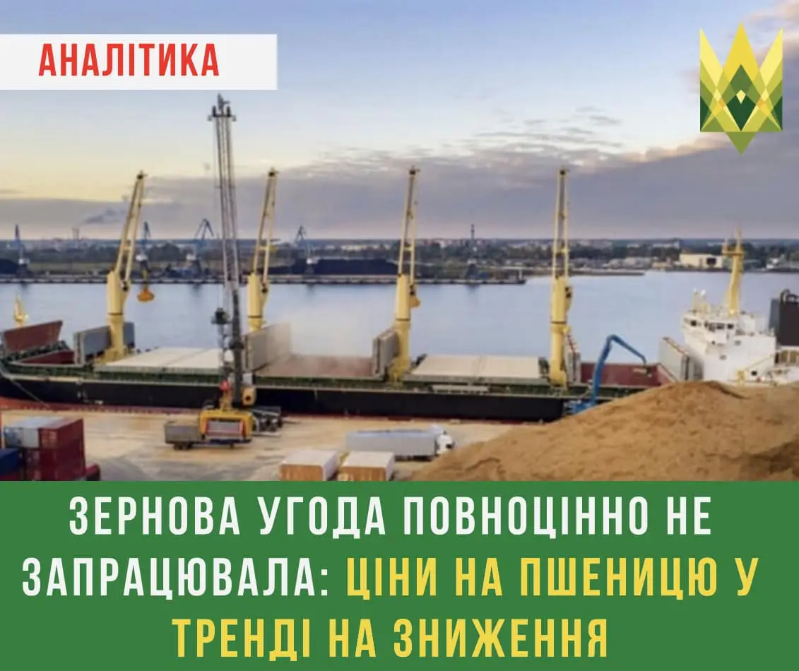 «Зернова угода» повноцінно не запрацювала: ціни на пшеницю у тренді на зниження