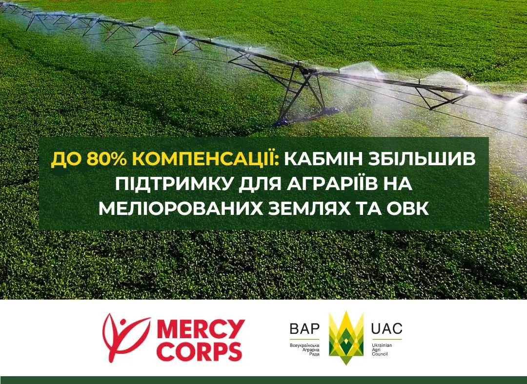 До 80% компенсації: Кабмін збільшив підтримку для аграріїв на меліорованих землях та ОВК