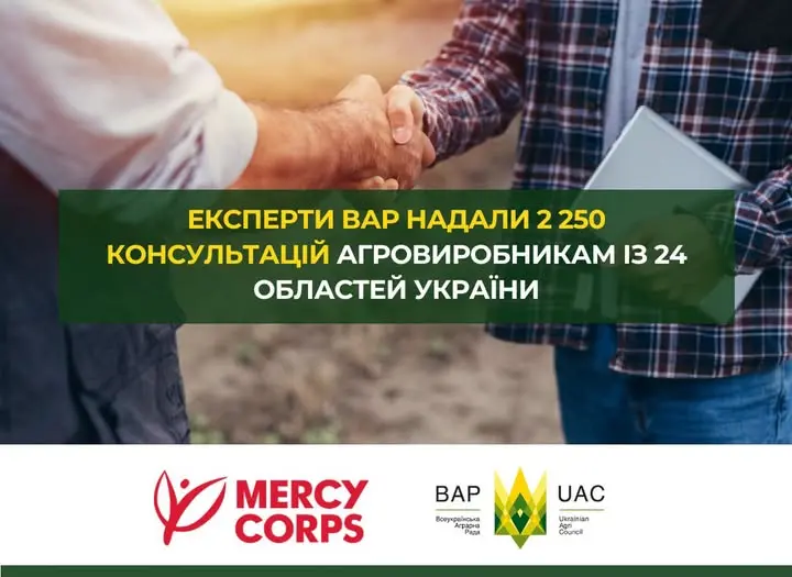 Експерти ВАР надали 2 250 консультацій агровиробникам із 24 областей України